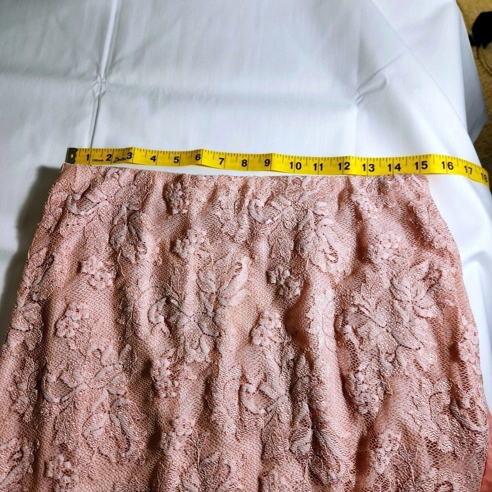 Casadei Blush Pink Lace & Chiffon 2-Piece asymemtrical hem Dress Set Large - Picture 6 of 13